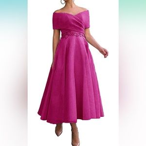 Fuchsia tea length dress!